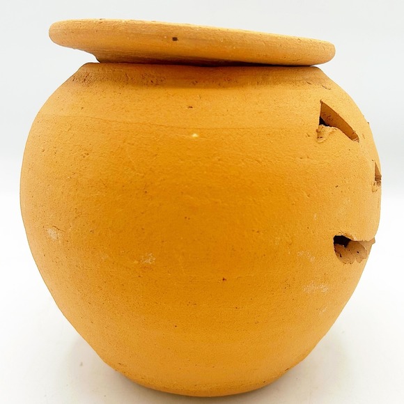 Vintage Terra Cotta Jack O'Lantern Hewell's Pottery Gillsville GA 6.75" H - Picture 4 of 10